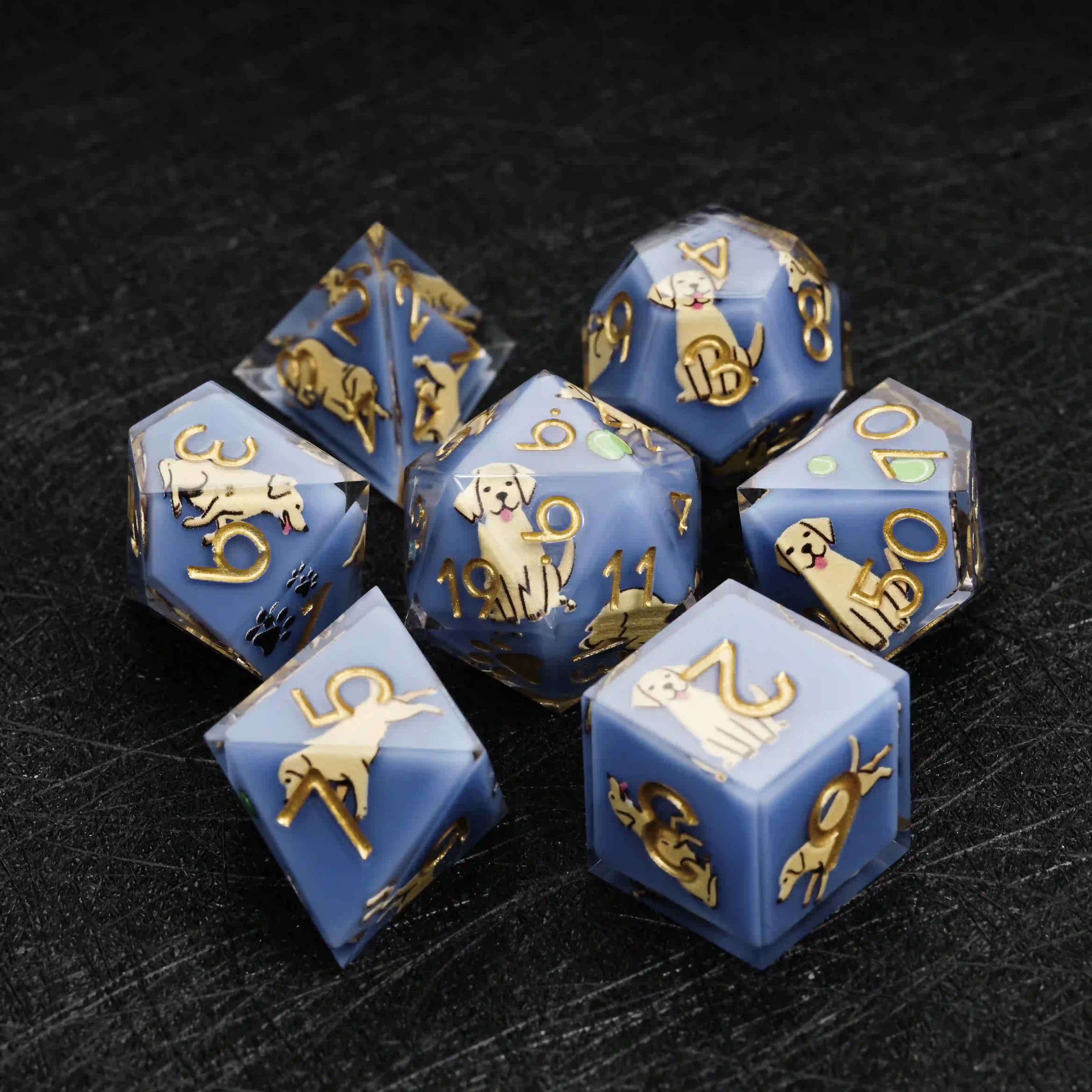 Kickstarter Dice – Canine Legends Labrador Resin DND Dice Set | Faithful Guardian Dice for RPG Players