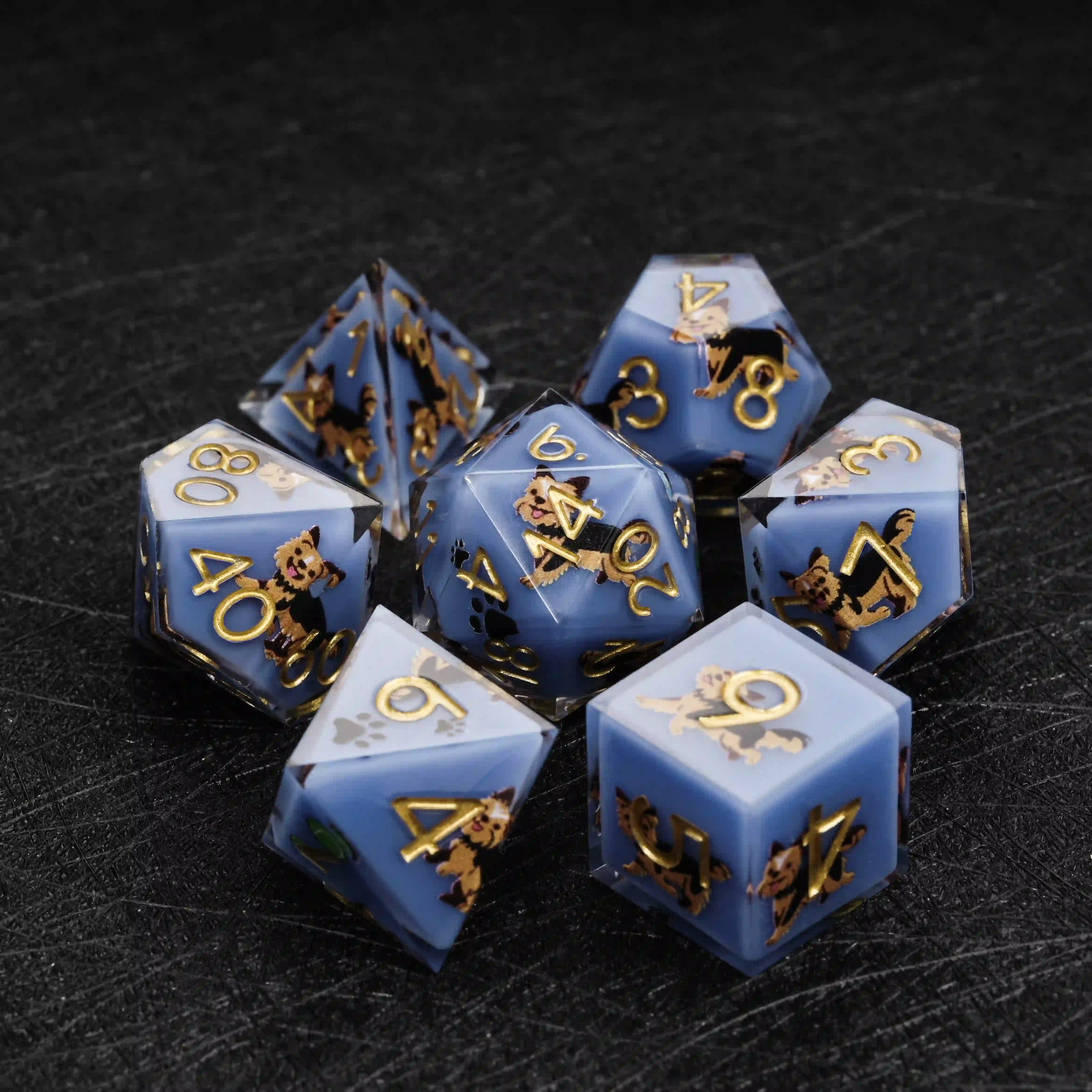 Kickstarter Dice – Canine Legends Yorkie Resin DND Dice Set