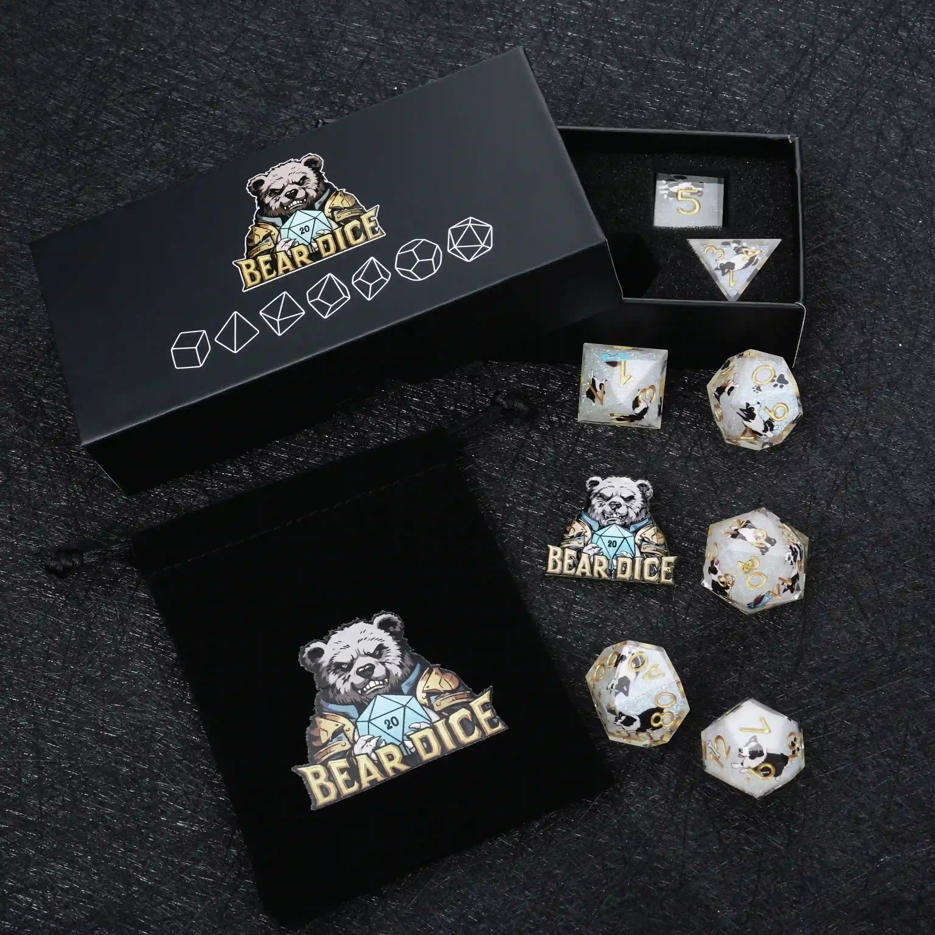 Kickstarter Dice – Border Collie Resin DND Dice Set