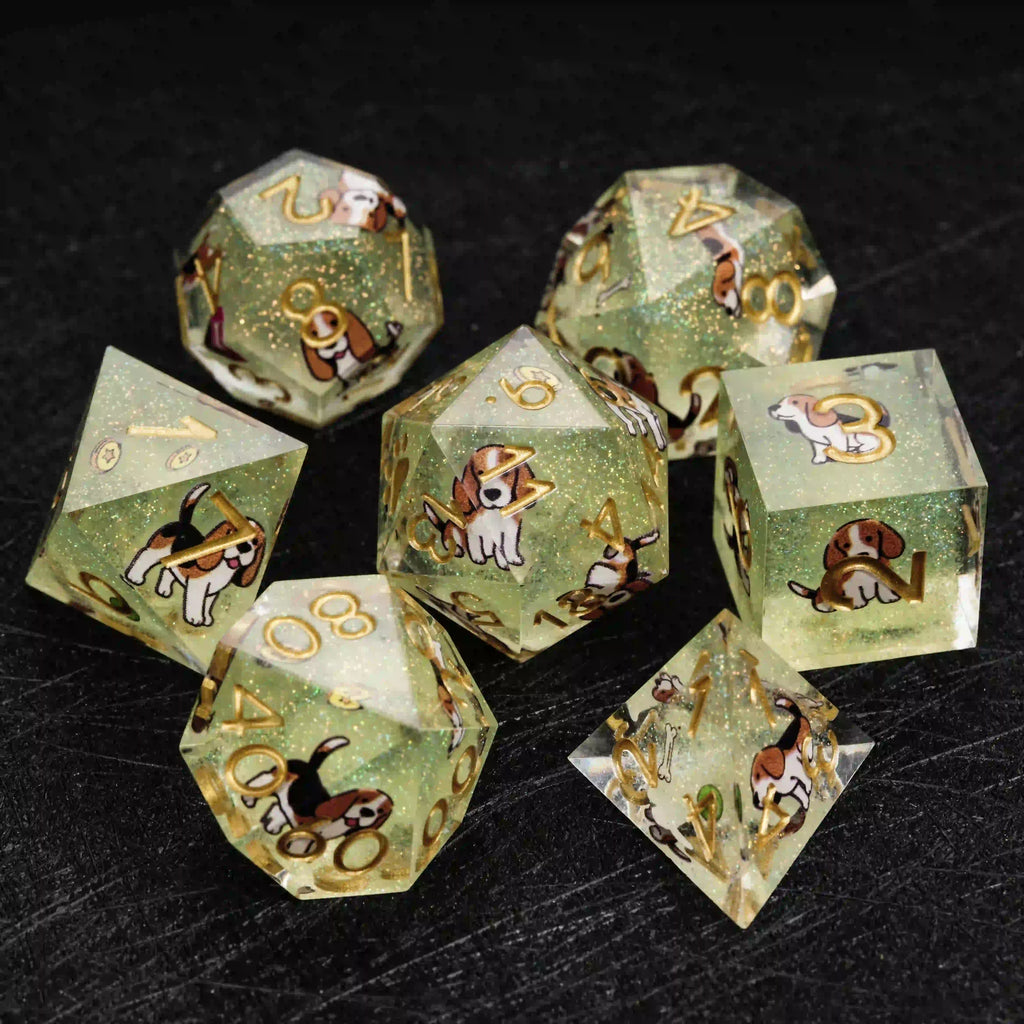 Kickstarter Dice – Canine Legends Beagle Resin DND Dice Set | Curious Guardian Dice for RPG Collectors