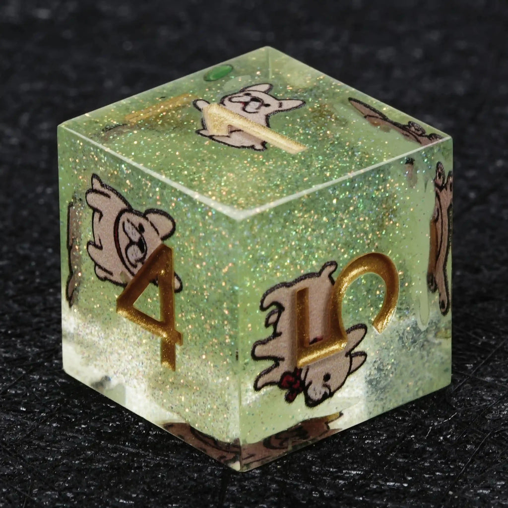 Kickstarter Dice – Canine Legends French Bulldog Resin DND Dice Set | Cute Guardian Dice for RPG Adventures