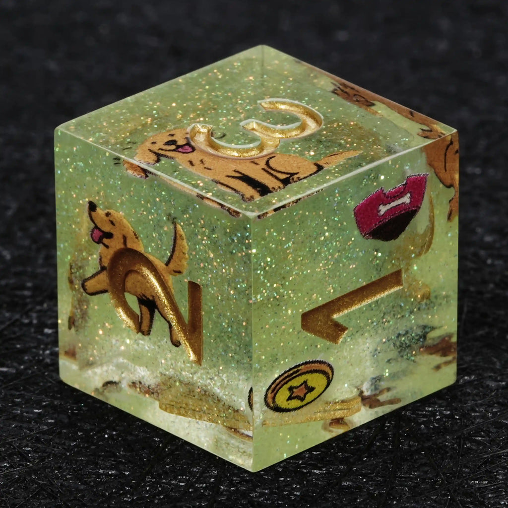 Kickstarter Dice – Canine Legends Golden Retriever Resin RPG Dice Set | Loyal Guardian Dice of Fortune