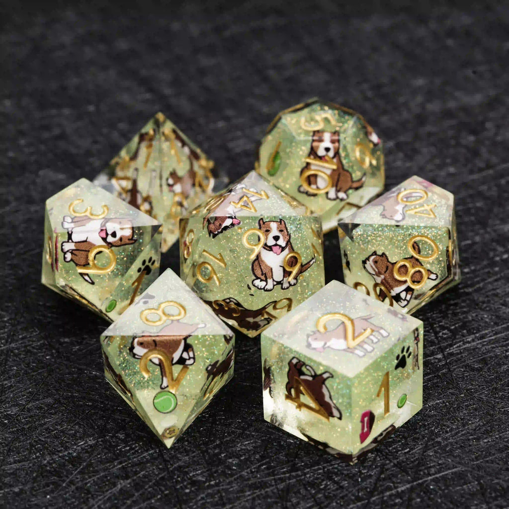 Kickstarter Dice – Canine Legends American Pitbull Resin DND Dice Set Guardian Roleplaying Dice