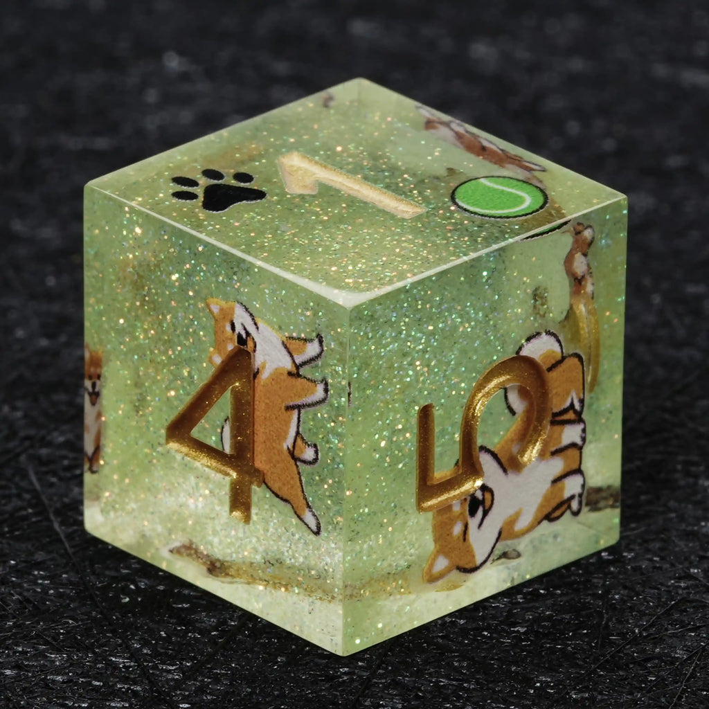 Kickstarter Dice – Canine Legends Shiba Inu Resin DND Dice Set | Lucky Guardian RPG Dice for Dog Lovers