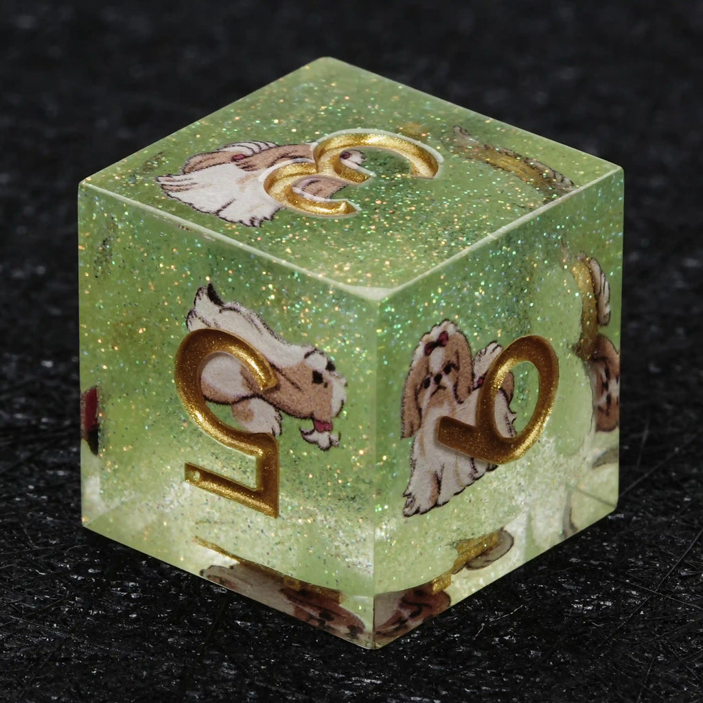 Kickstarter Dice – Canine Legends Shih Tzu Resin DND Dice Set