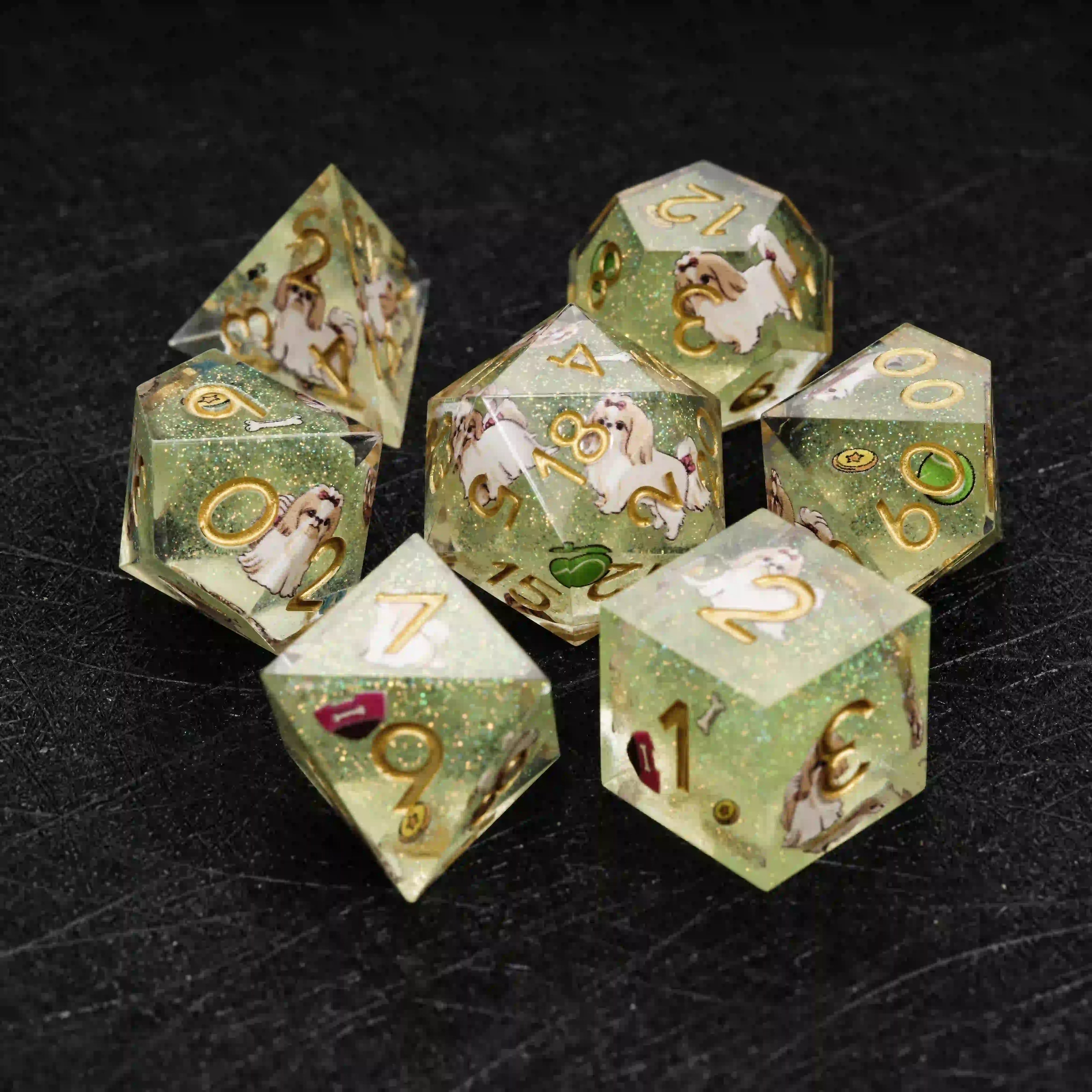 Kickstarter Dice – Canine Legends Shih Tzu Resin DND Dice Set