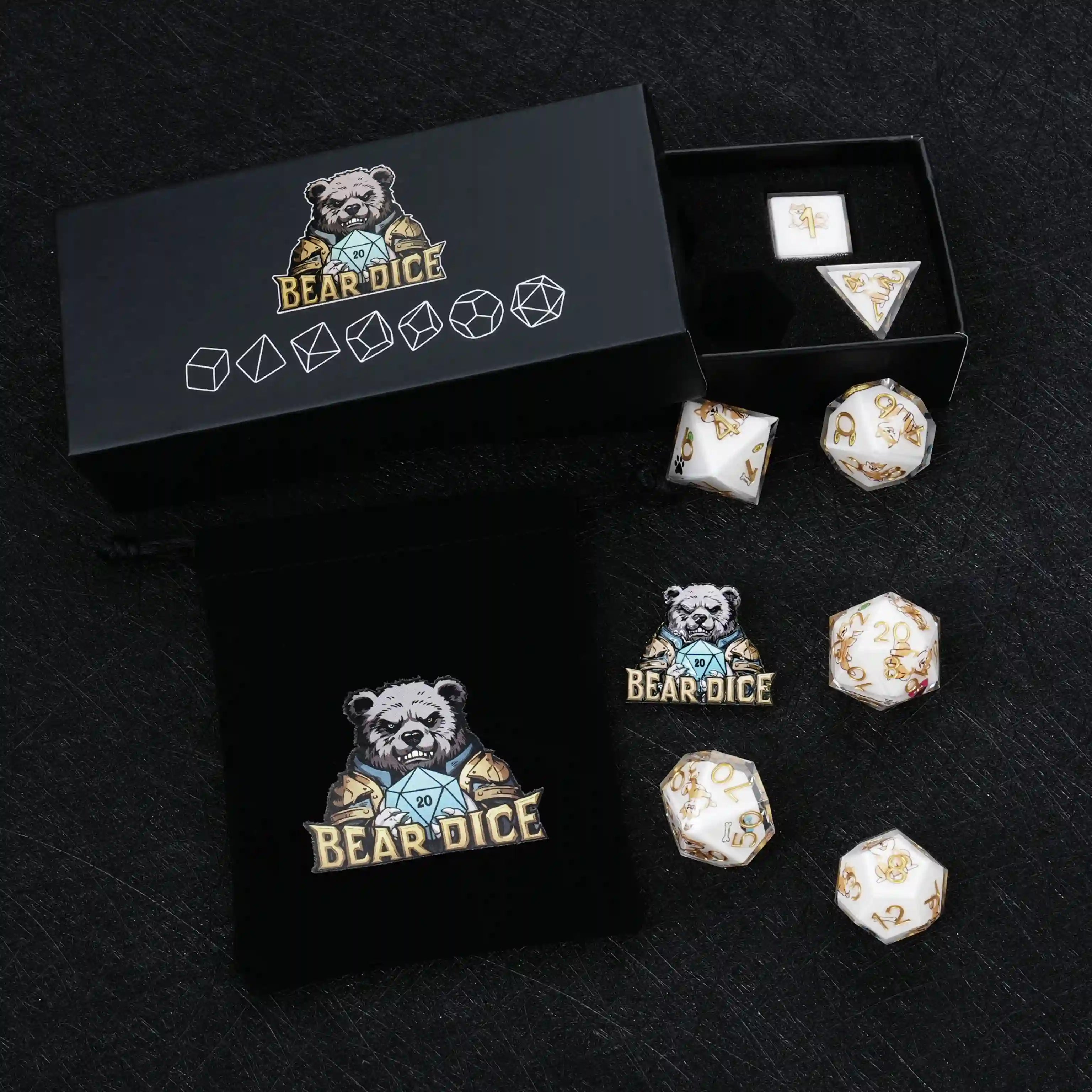 Kickstarter Dice – Canine Legends Shiba Inu Resin DND Dice Set | Lucky Guardian RPG Dice for Dog Lovers
