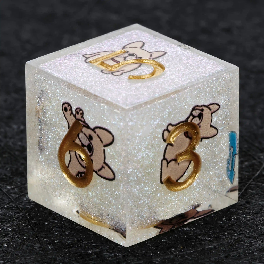 Kickstarter Dice – Canine Legends French Bulldog Resin DND Dice Set | Cute Guardian Dice for RPG Adventures