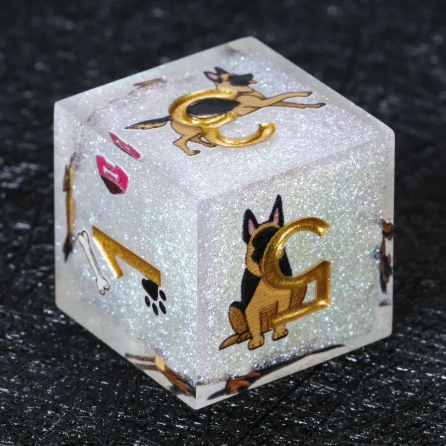 Kickstarter Dice – Canine Legends German Shepherd Resin DND Dice Set | Handmade Role-Playing Dice