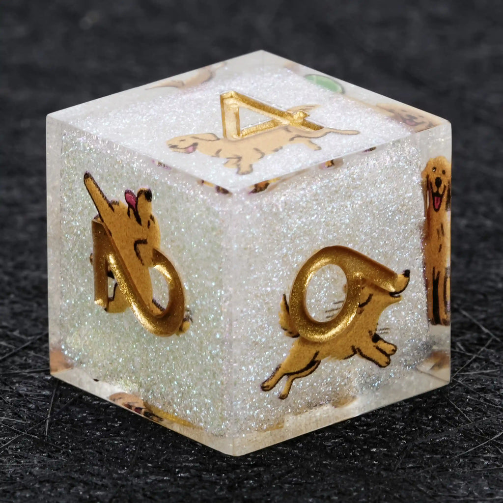 Kickstarter Dice – Canine Legends Golden Retriever Resin RPG Dice Set | Loyal Guardian Dice of Fortune
