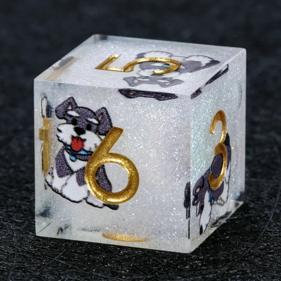Kickstarter Dice – Canine Legends Schnauzer Resin DND Dice Set