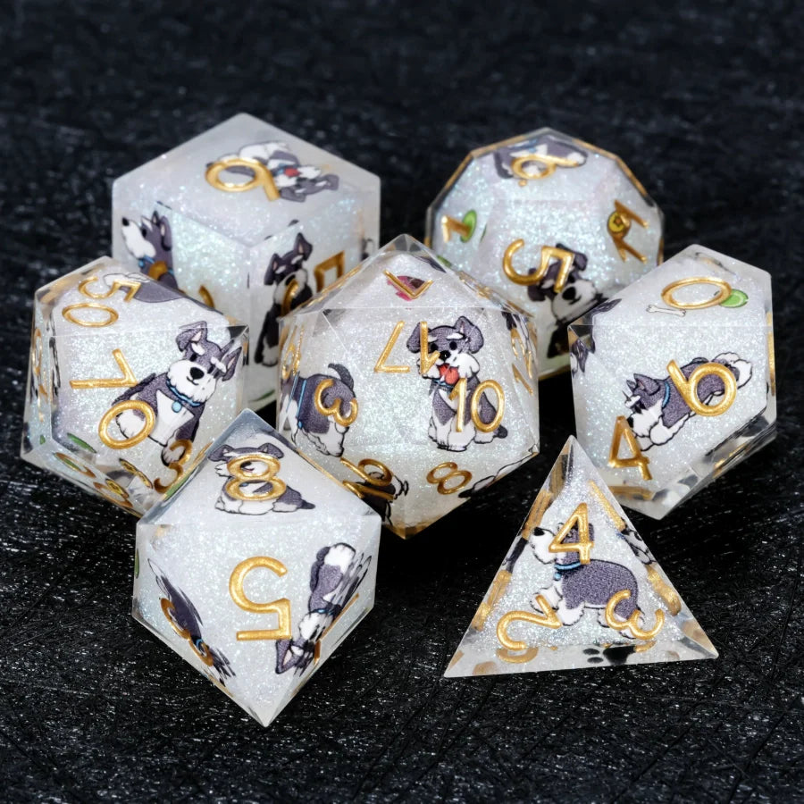 Kickstarter Dice – Canine Legends Schnauzer Resin DND Dice Set