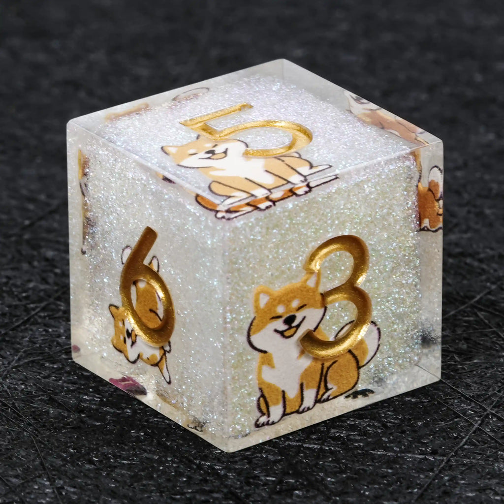 Kickstarter Dice – Canine Legends Shiba Inu Resin DND Dice Set | Lucky Guardian RPG Dice for Dog Lovers