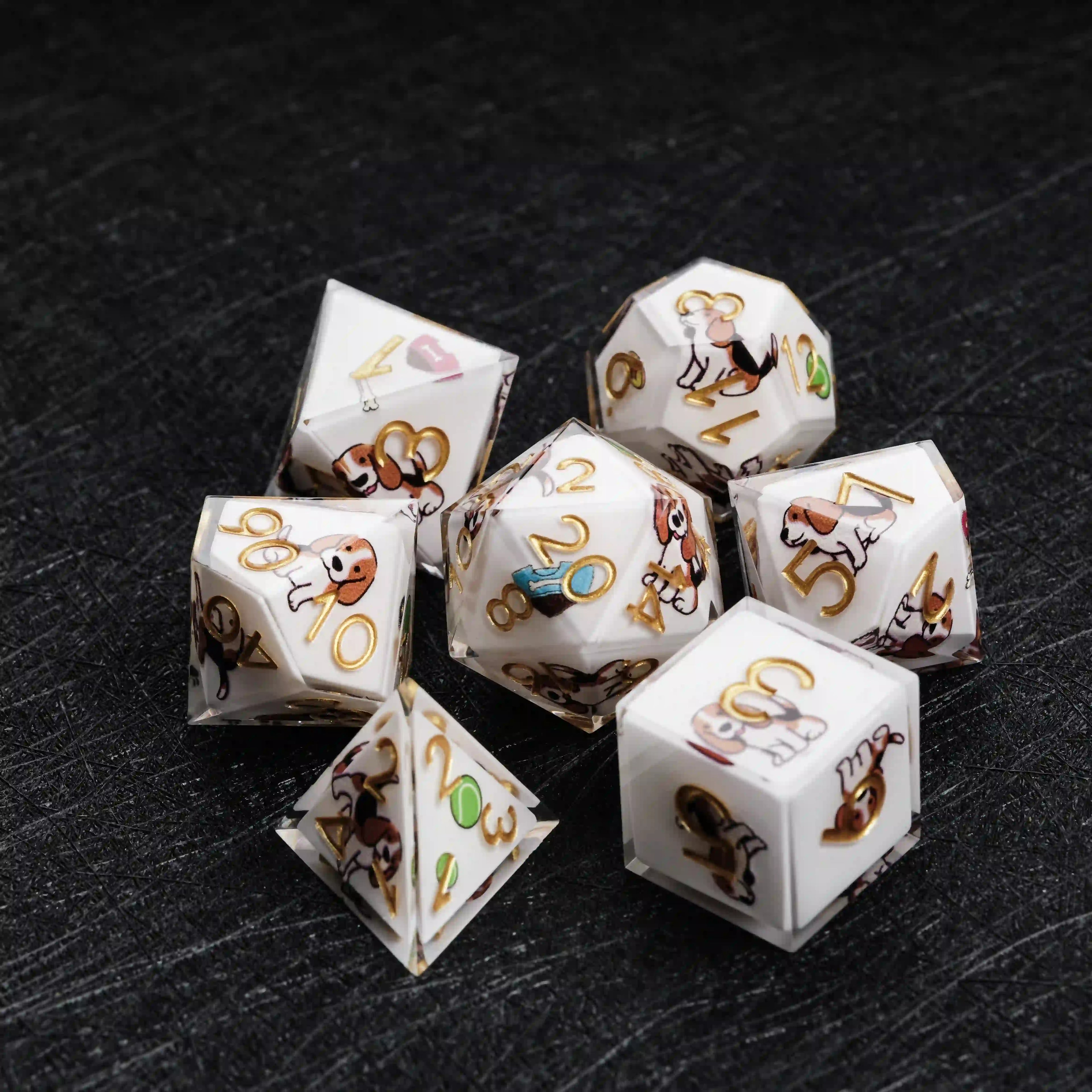 Kickstarter Dice – Canine Legends Beagle Resin DND Dice Set | Curious Guardian Dice for RPG Collectors