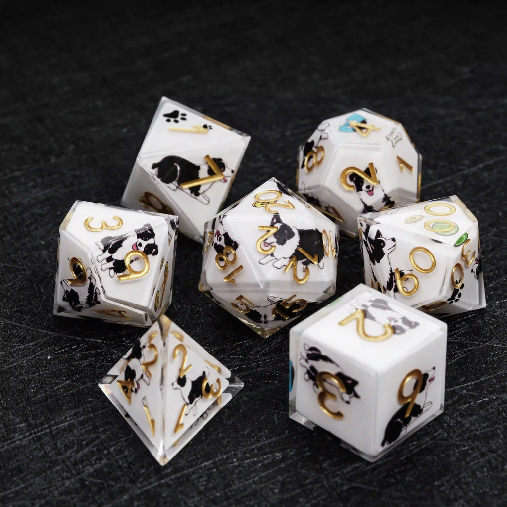 Kickstarter Dice – Border Collie Resin DND Dice Set