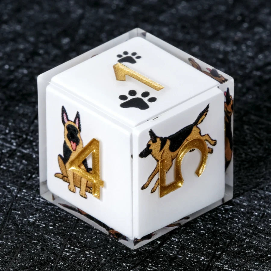 Kickstarter Dice – Canine Legends German Shepherd Resin DND Dice Set | Handmade Role-Playing Dice
