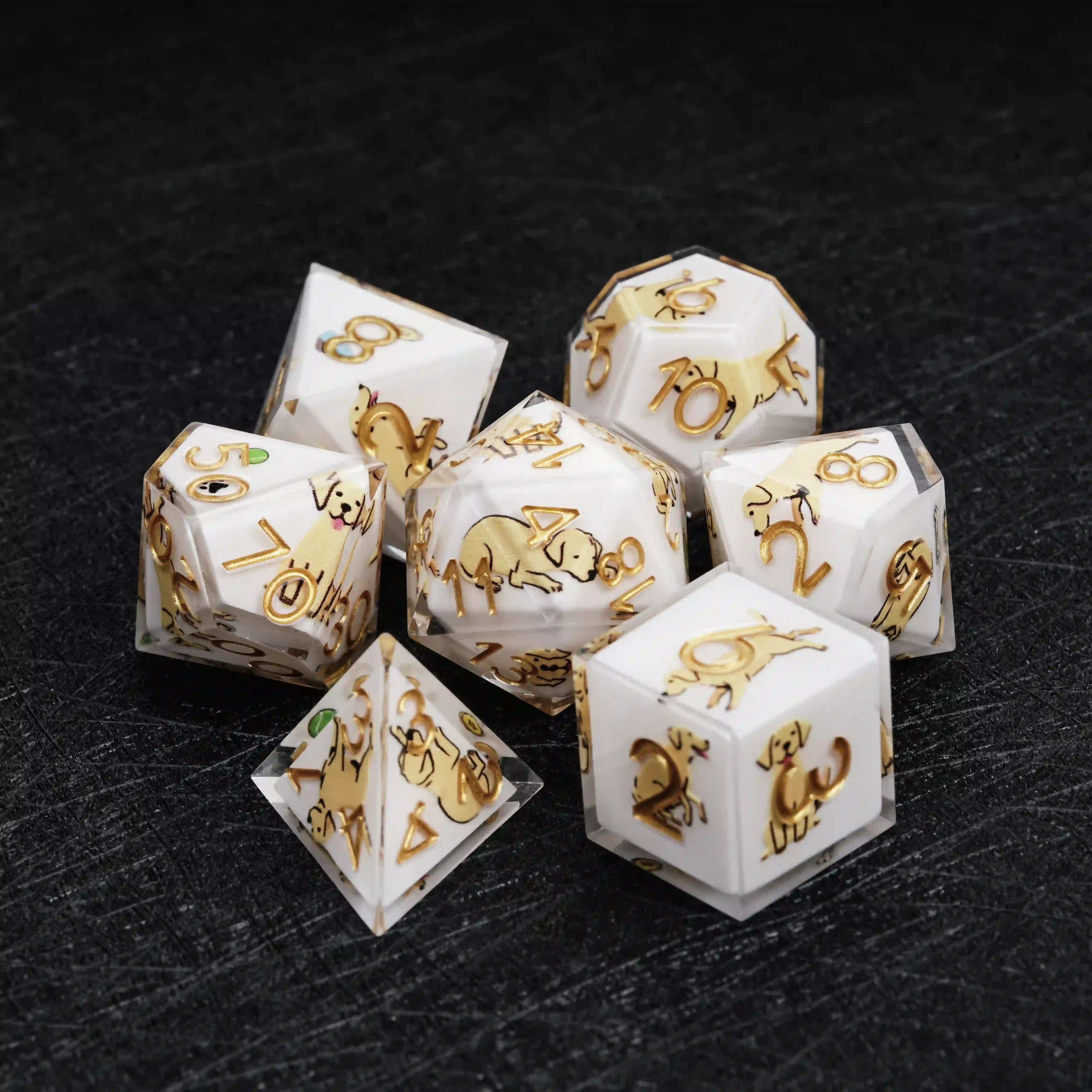Kickstarter Dice – Canine Legends Labrador Resin DND Dice Set | Faithful Guardian Dice for RPG Players
