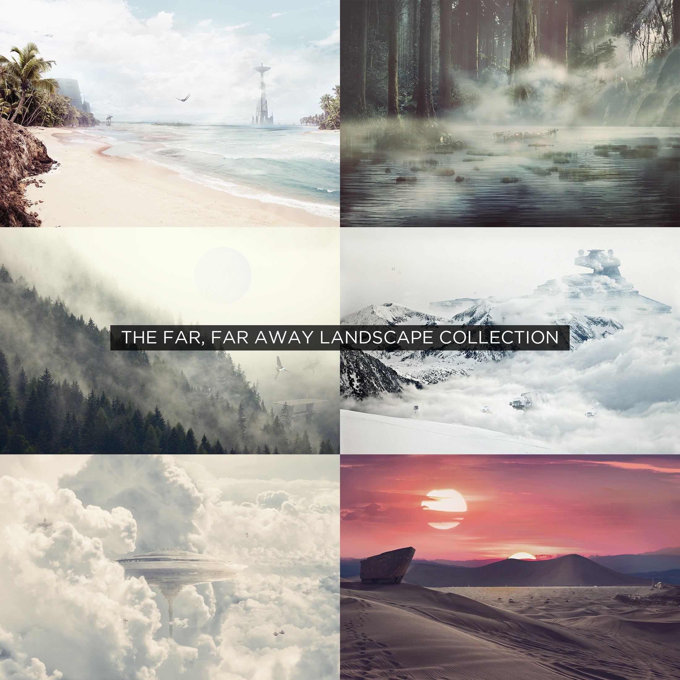 Scarif Beach Landscape Star Wars Framed Canvas Art