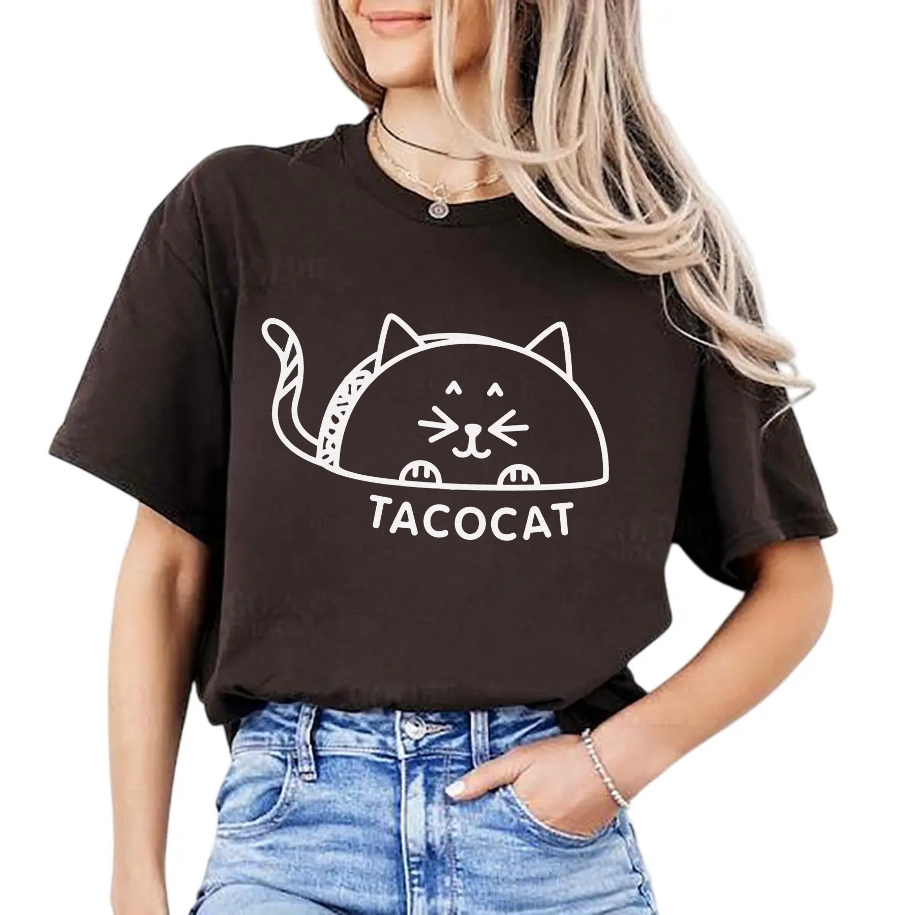 Tacocat Cute Palindrome Shirt – Funny Cat & Taco Graphic Tee for Cat Lovers