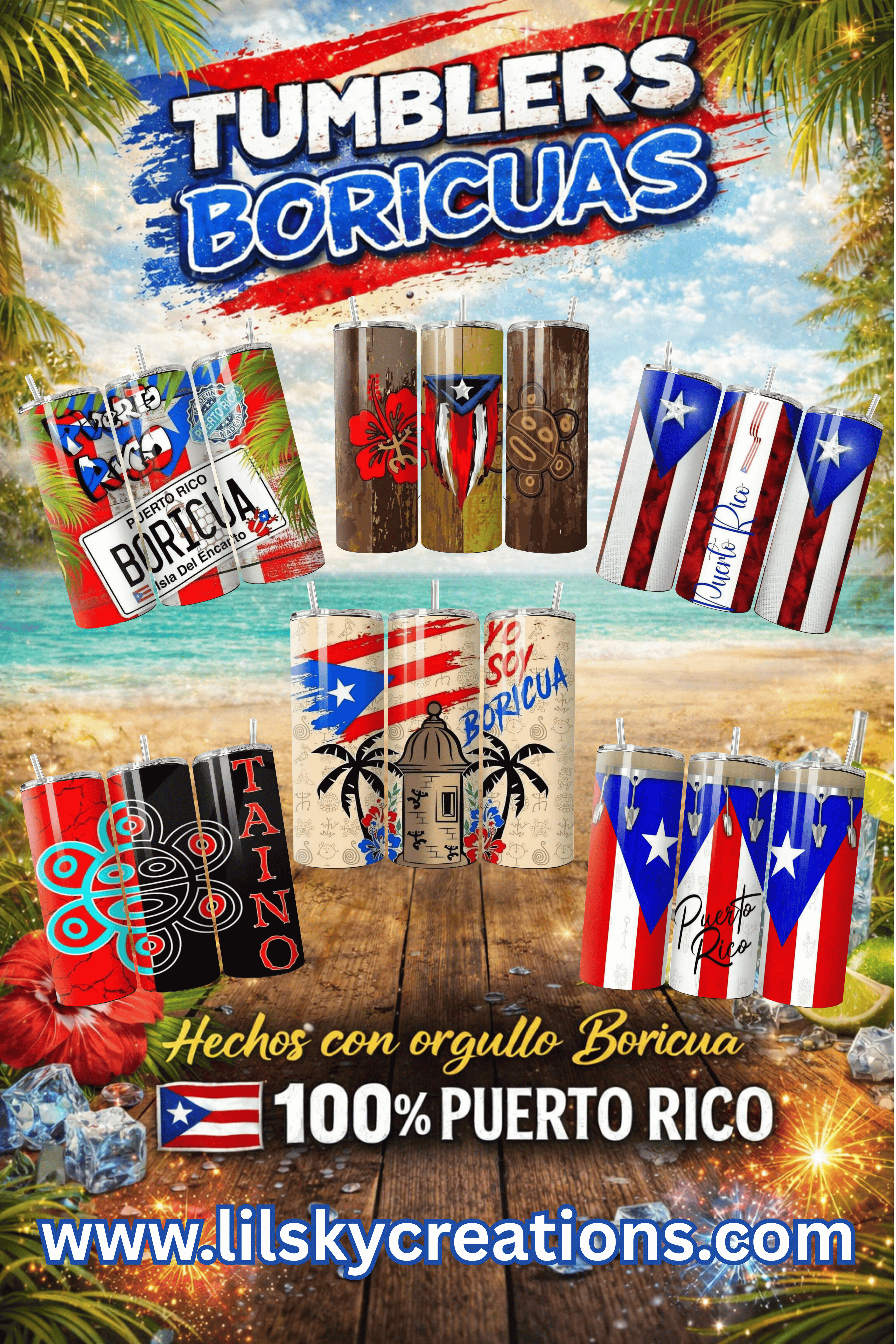 Tumbler Diseño Puerto Rico – 20oz