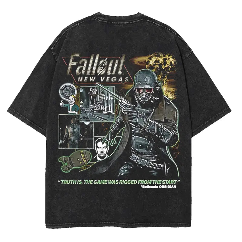 Vintage Fallout New Vegas Shirt – Retro Washed Game Tee, Unisex Cotton Gift for Gamers & Fans