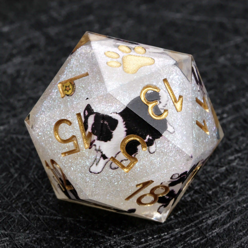 Kickstarter Dice – Border Collie Resin DND Dice Set