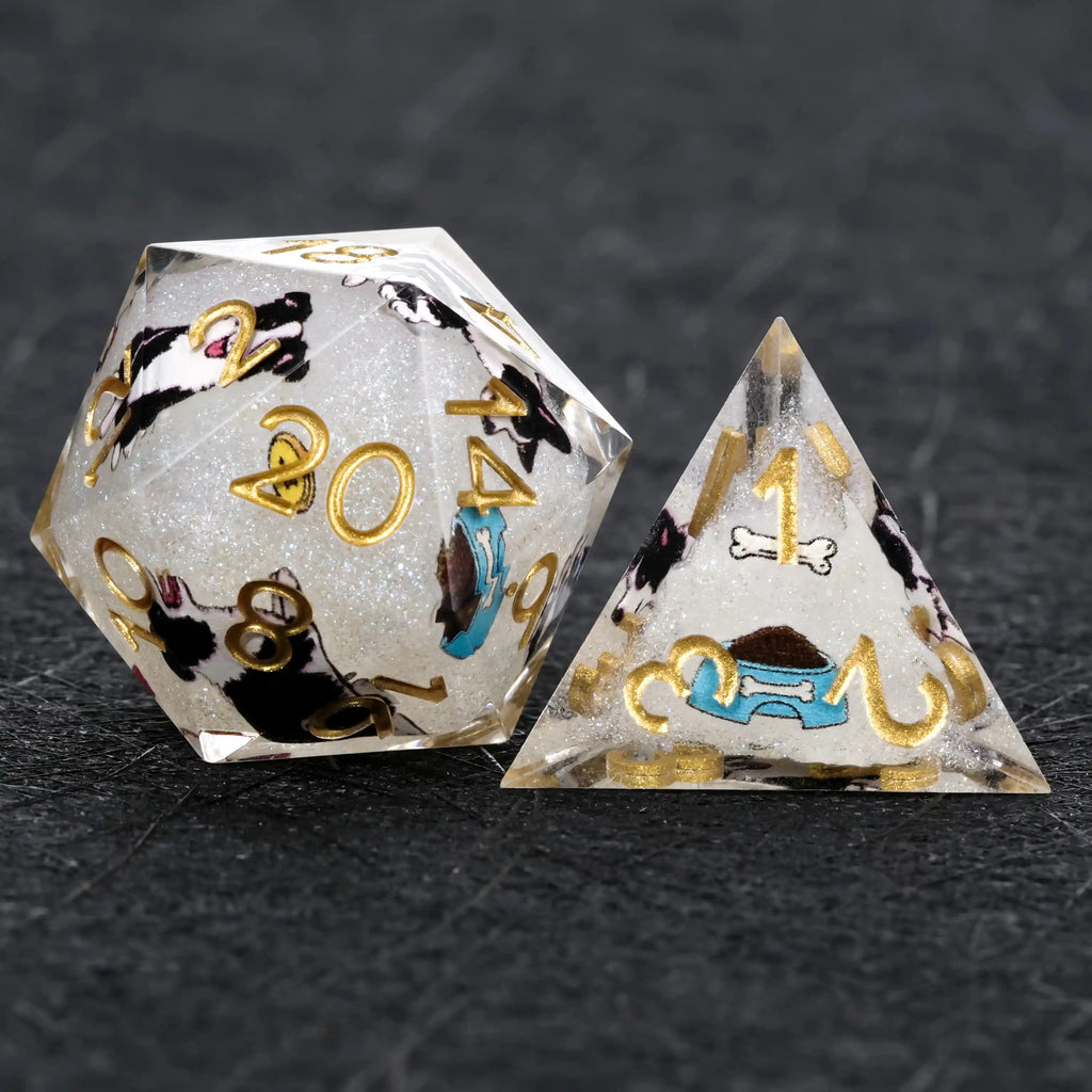 Kickstarter Dice – Border Collie Resin DND Dice Set