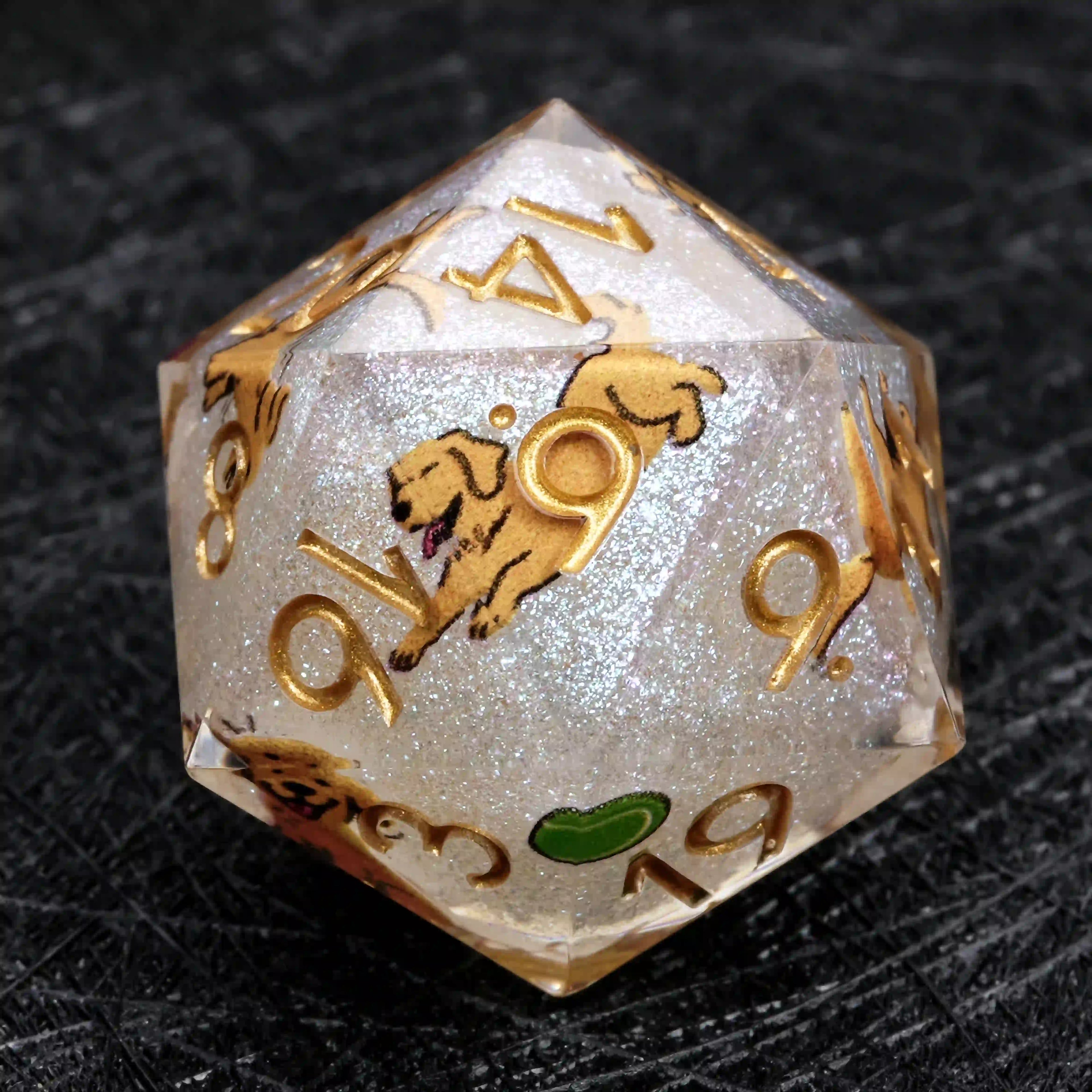 Kickstarter Dice – Canine Legends Golden Retriever Resin RPG Dice Set | Loyal Guardian Dice of Fortune