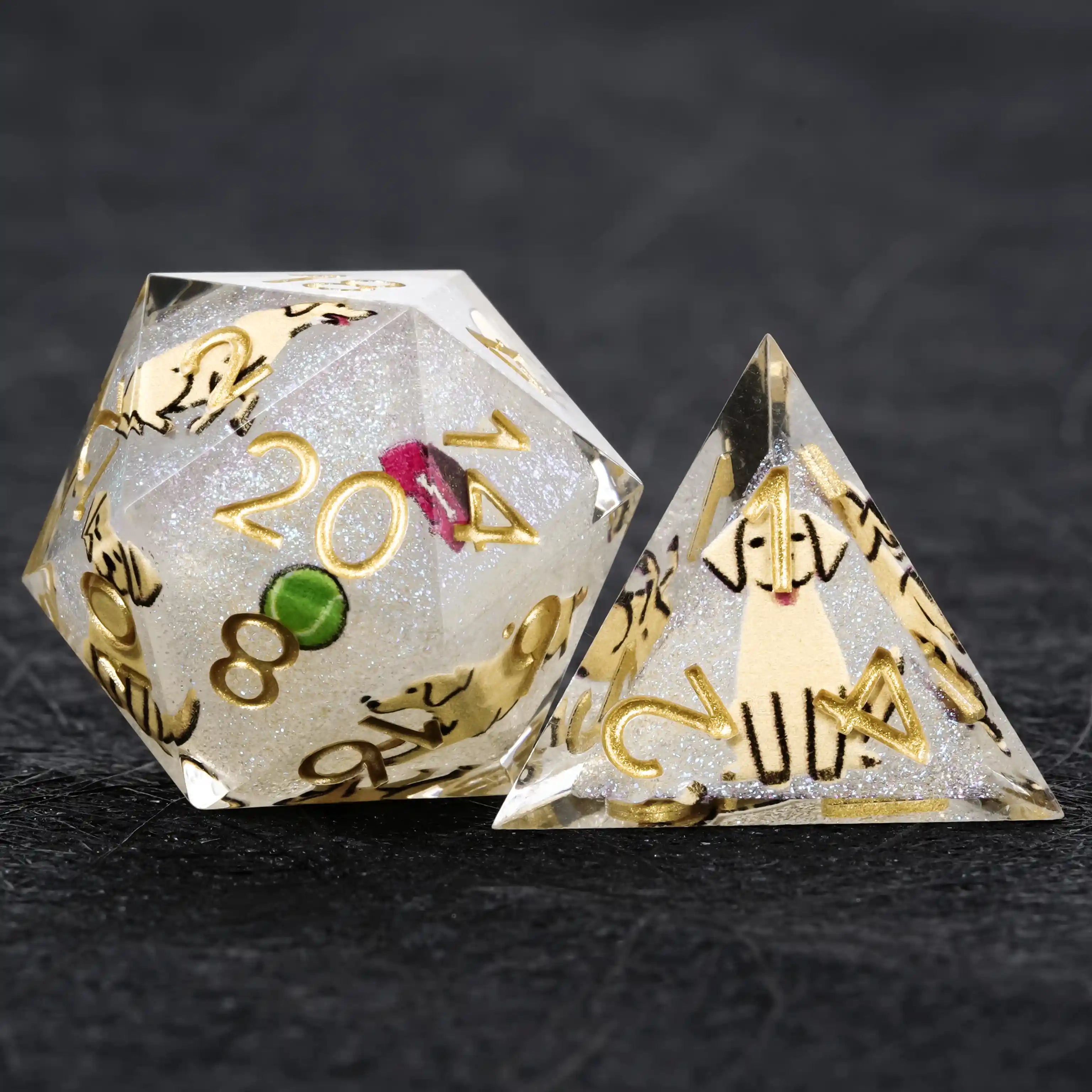 Kickstarter Dice – Canine Legends Labrador Resin DND Dice Set | Faithful Guardian Dice for RPG Players