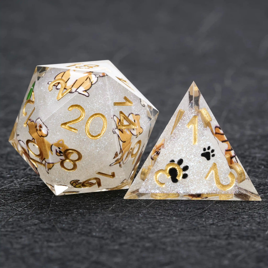 Kickstarter Dice – Canine Legends Shiba Inu Resin DND Dice Set | Lucky Guardian RPG Dice for Dog Lovers