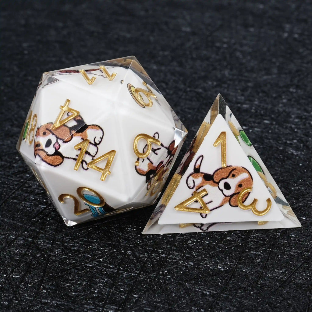Kickstarter Dice – Canine Legends Beagle Resin DND Dice Set | Curious Guardian Dice for RPG Collectors
