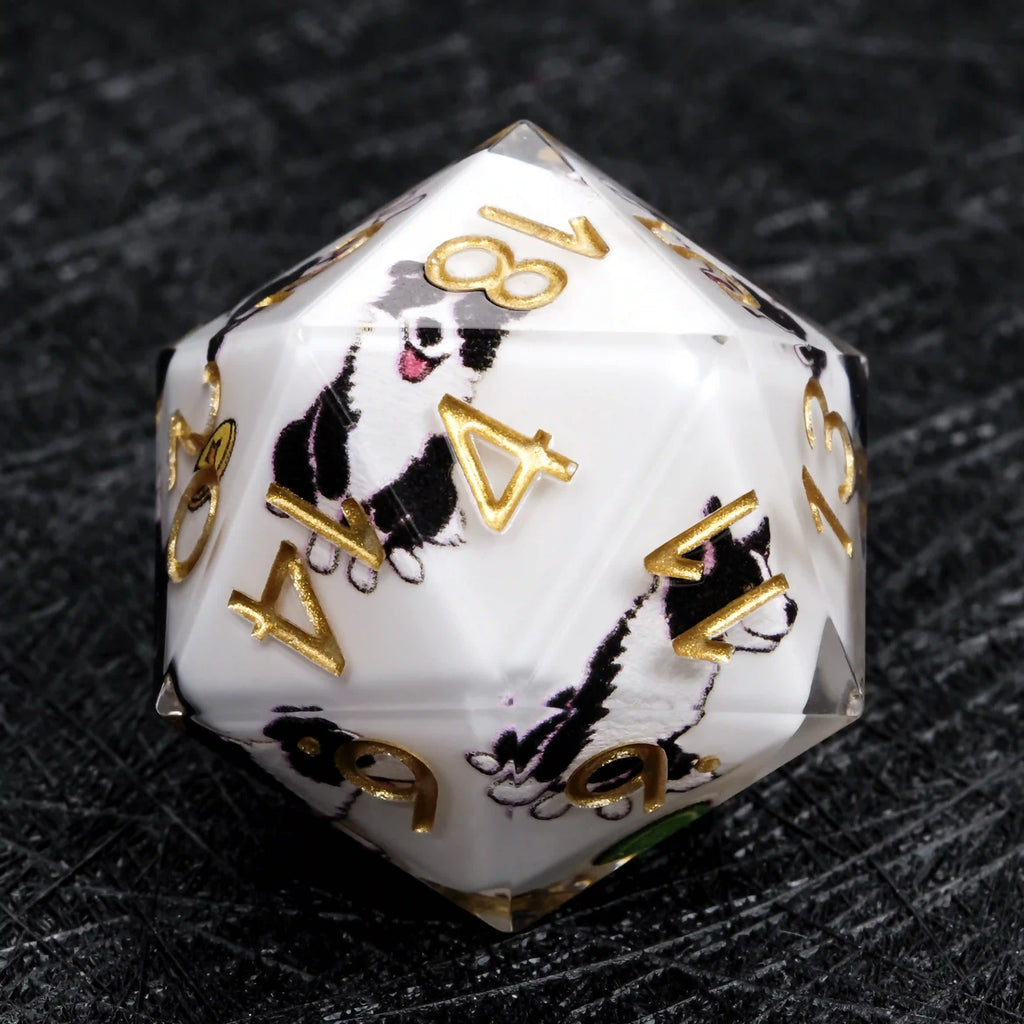 Kickstarter Dice – Border Collie Resin DND Dice Set