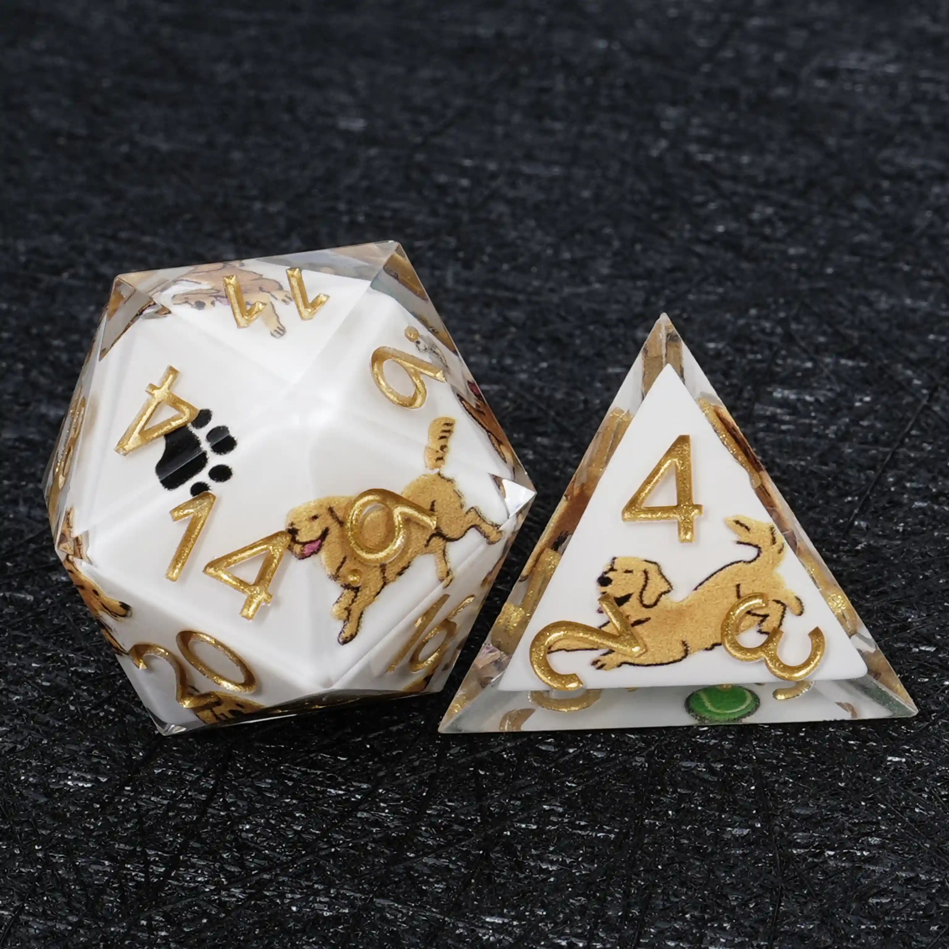 Kickstarter Dice – Canine Legends Golden Retriever Resin RPG Dice Set | Loyal Guardian Dice of Fortune