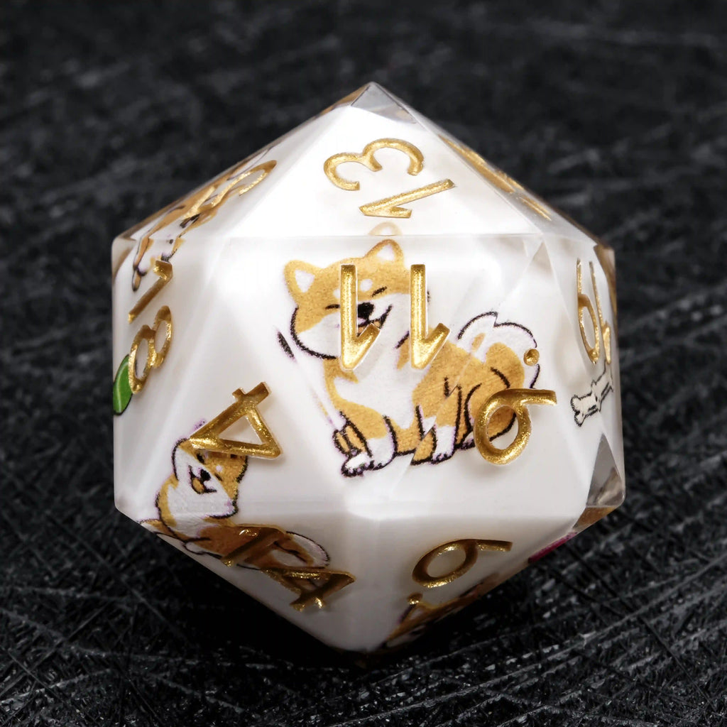 Kickstarter Dice – Canine Legends Shiba Inu Resin DND Dice Set | Lucky Guardian RPG Dice for Dog Lovers