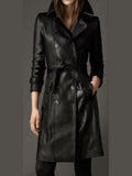 Women’s Black Military Stylish Leather Coat – Edgy &amp; Timeless