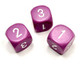 Opaque 16mm d3 (d6 w/ 1-2-3 twice) Light Purple/white (SOLD PER PIECE)
