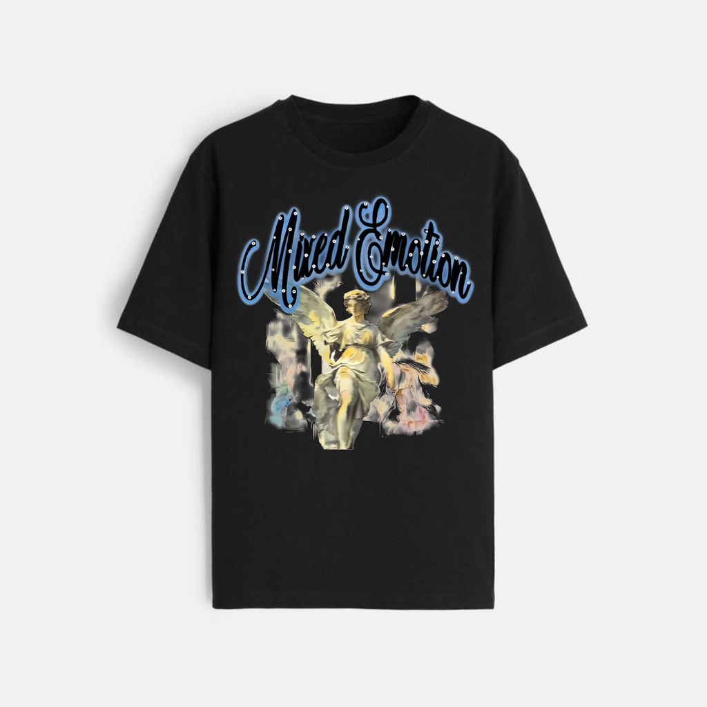 Y2K Street Style T-Shirt - Retro Angel & Flame Graphic Tee