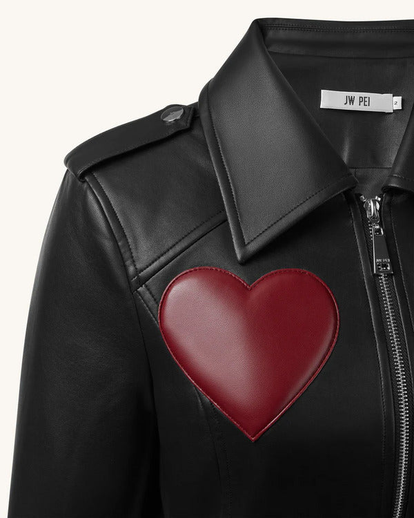 WWE Raw 2025 Gionna Daddio Red Hearts Leather Jacket — Product Description