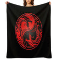 Yin Yang Dragons Red And Black Throw Blanket