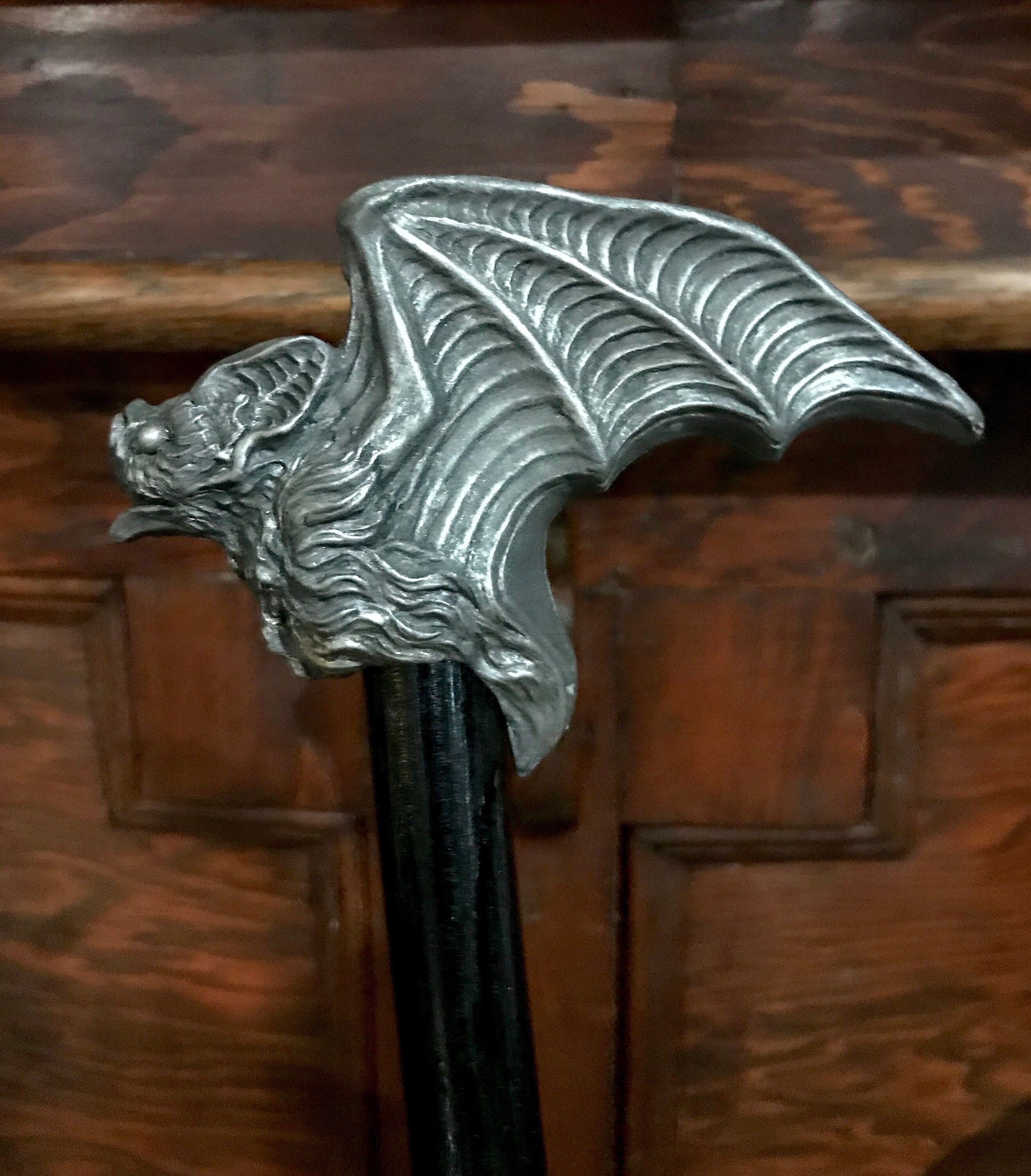 Vampire Bat Cane, Hand Sculpted Walking Stick | Victorian Gothic Cane |Dark Fantasy Cosplay Vampire Bat Cane, Halloween and Gothic Accessory