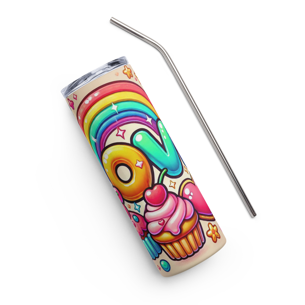 Love in Candy and Rainbows Tumbler