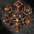 Antique Gold Metal Hollow 3D Dragon D&D Dice Set