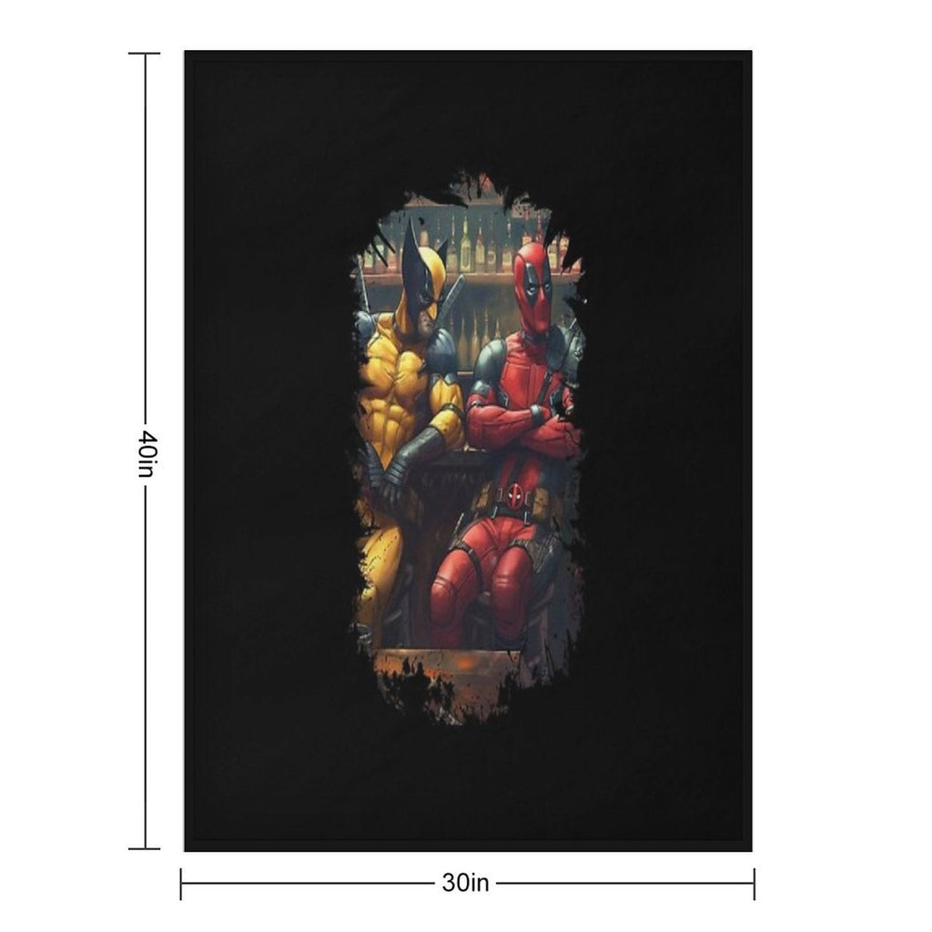 Two Superheroes Drinking in A Bar Throw Blanket