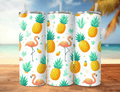 Pineapples & Flamingos White Tumbler