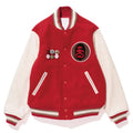 Red/Black&nbsp;Bape Stussy&nbsp;Varsity&nbsp;Full-Snap Wool/Leather&nbsp;Jacket