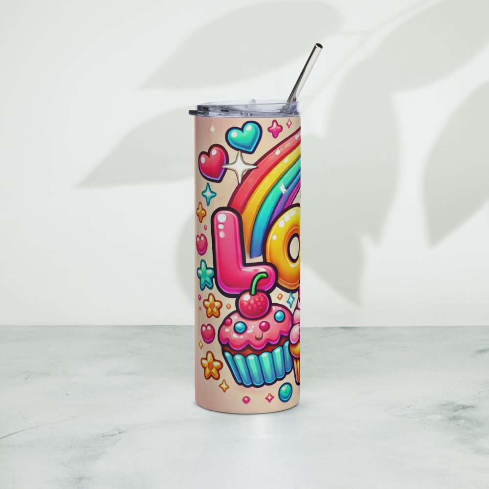 Love in Candy and Rainbows Tumbler