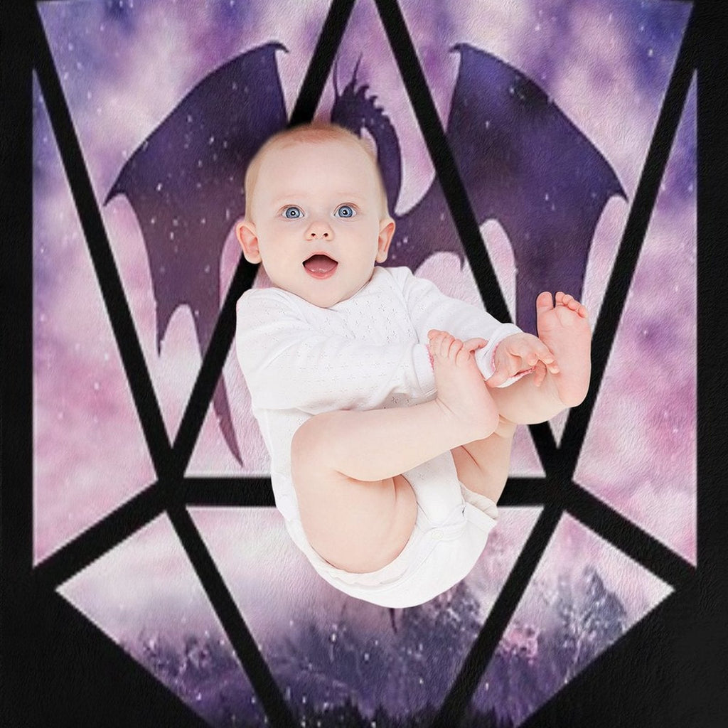 Purple Sky Dragon D20 Throw Blanket