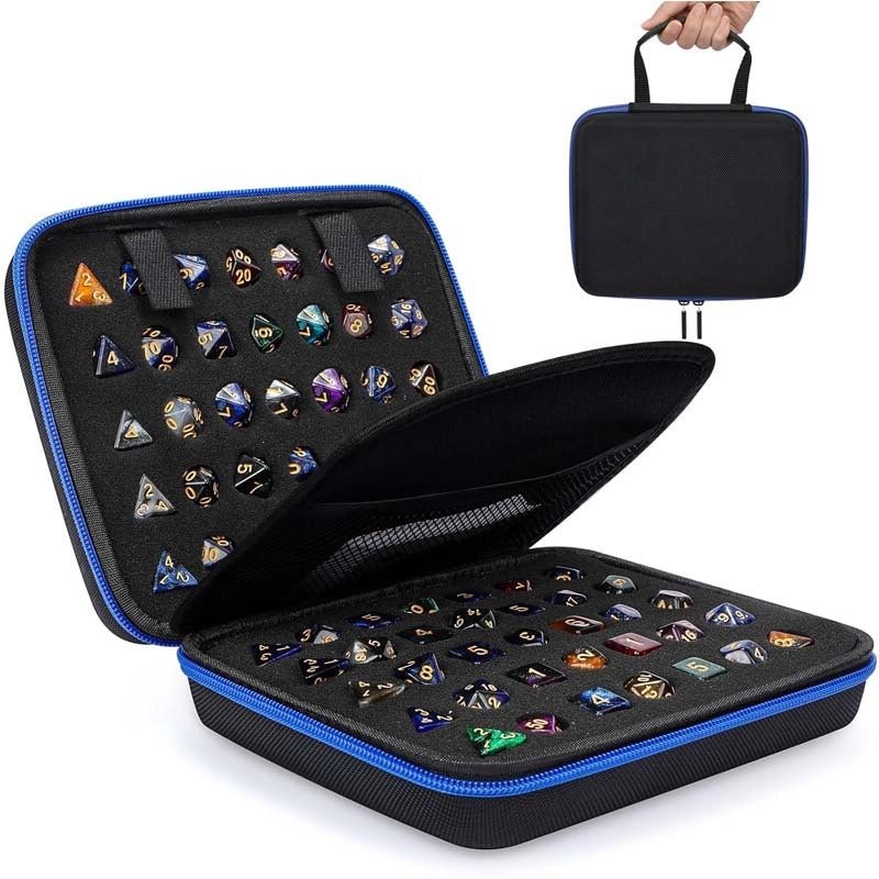 Dice Collection - DND Acrylic Dice Set Storage Box + Zippered Dice Case + Logo Badge