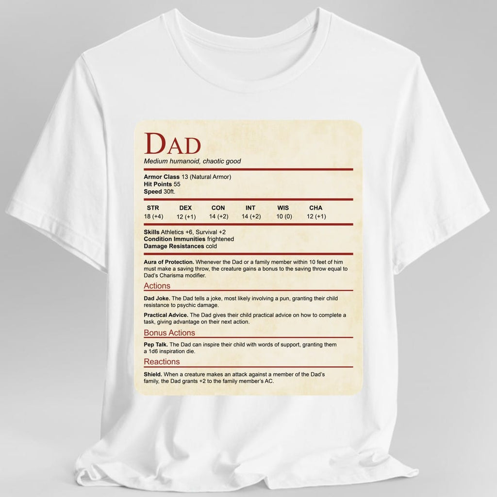 D&D Dad Shirt With Stat Block