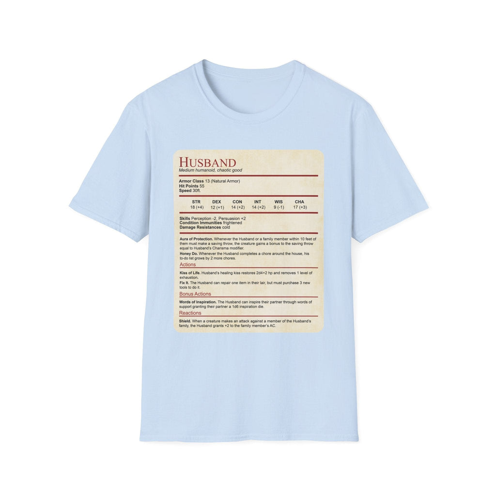 D&D Husband Stat Block T-Shirt